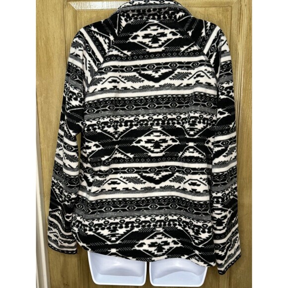 Eddie Bauer Womens Tribal Print Pullover Size XL Black Aztec Ultra Soft Fleece - Picture 2 of 8